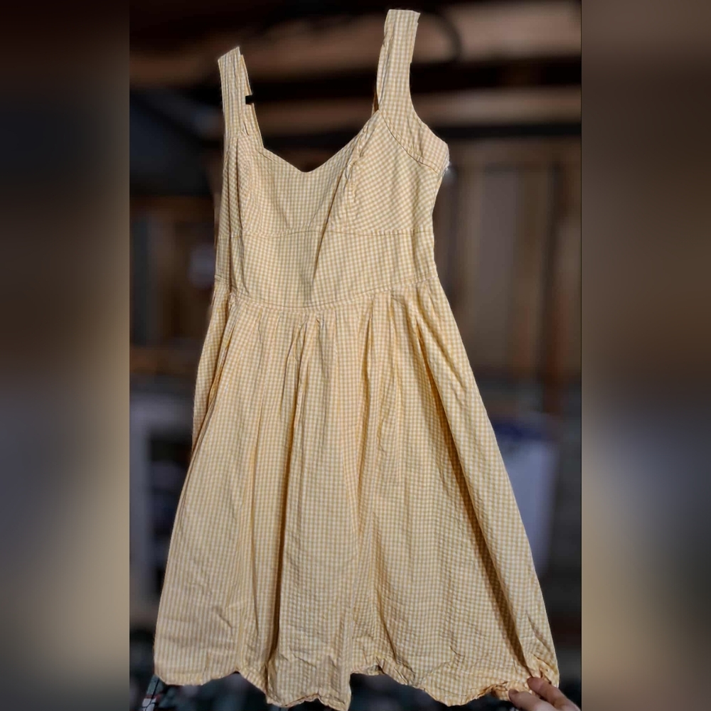 eShakti Yellow Sleeveless Sweetheart Sundress